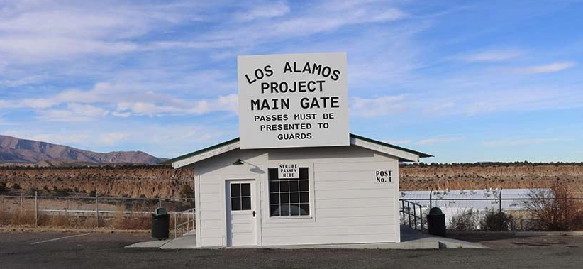 replica of Los Alamos security gate